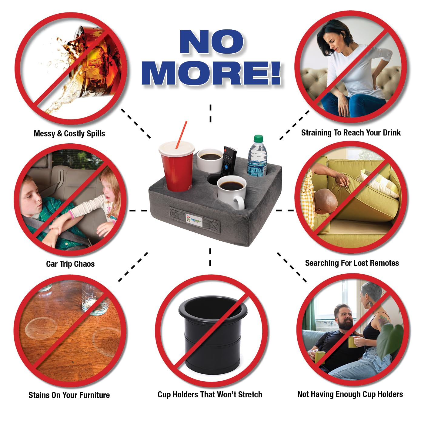 Cup Cozy Pillow packaging label showing brand and product features