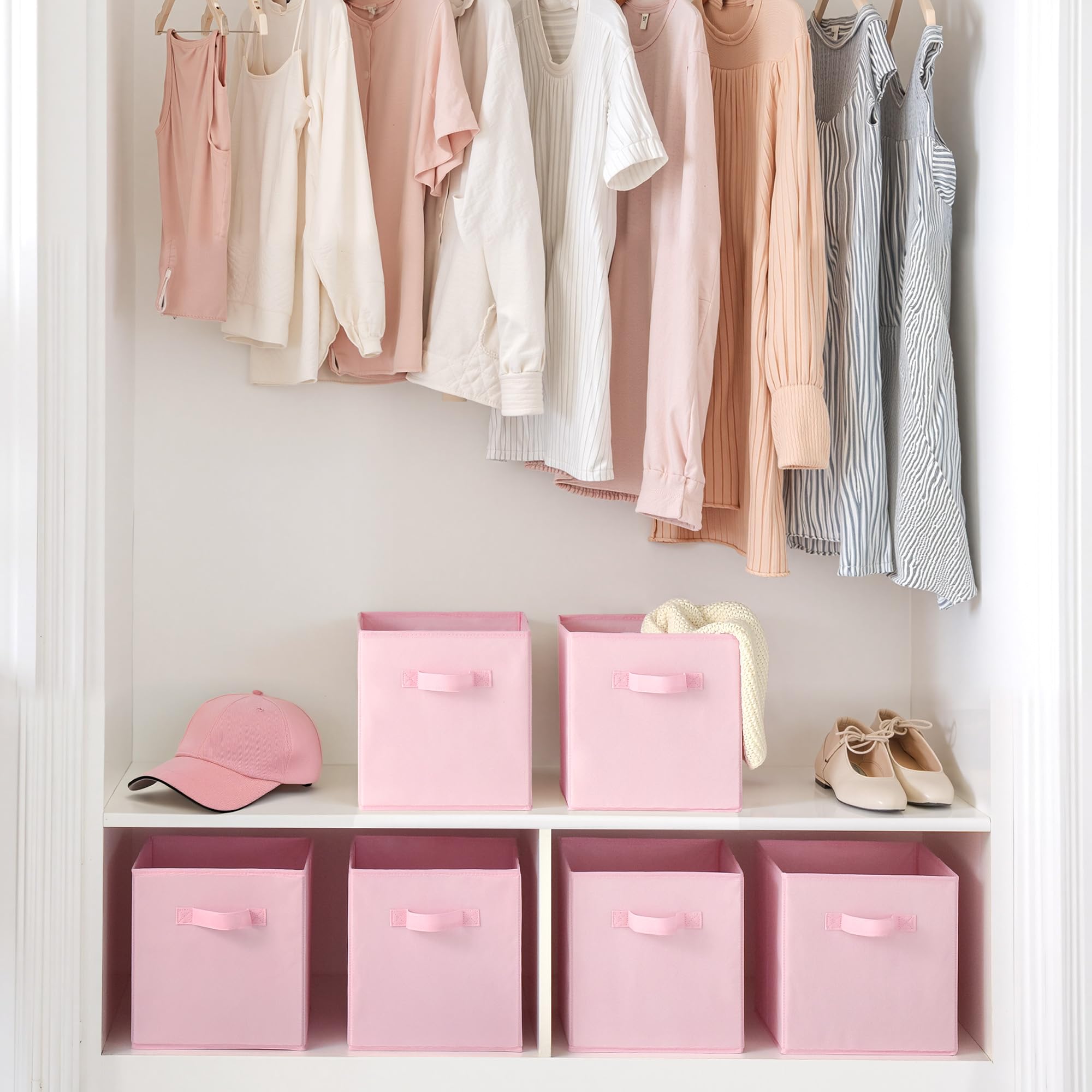 Cupic Cupid folded flat stack for compact storage saving closet and shelf space