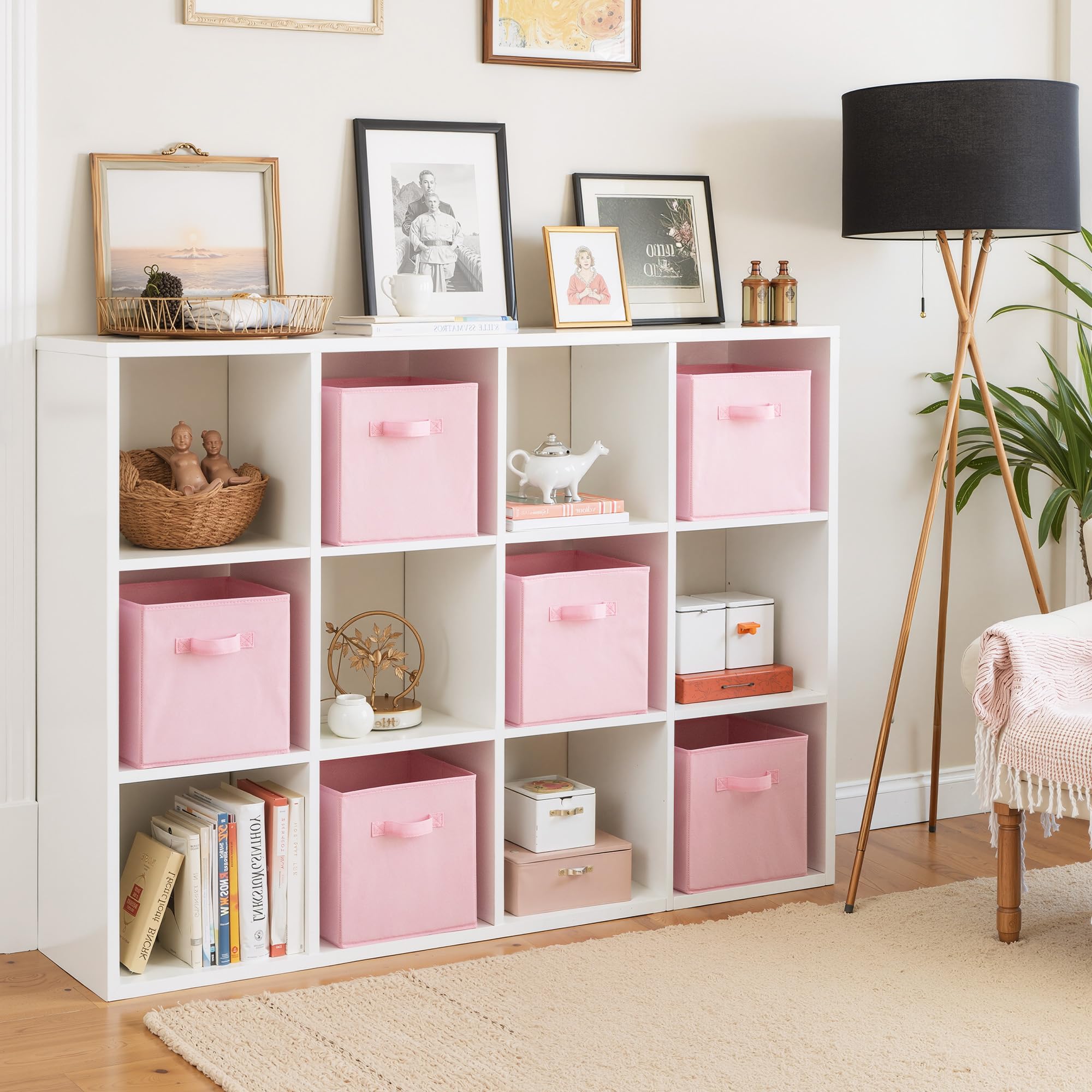 Cupic Cupid cubes installed in cube shelving showing neat fit and organized storage