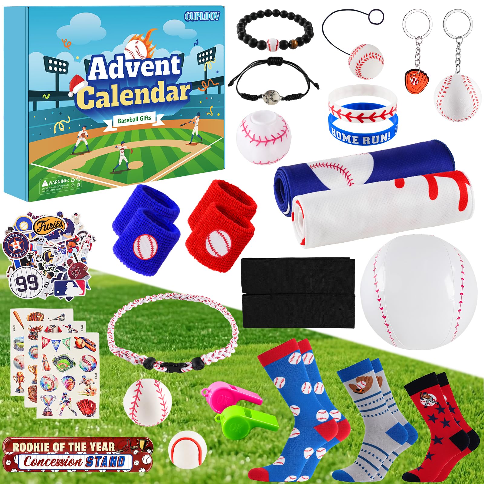CUPLOOV front box packaging showing 24 numbered baseball boxes and festive design, great gift appeal