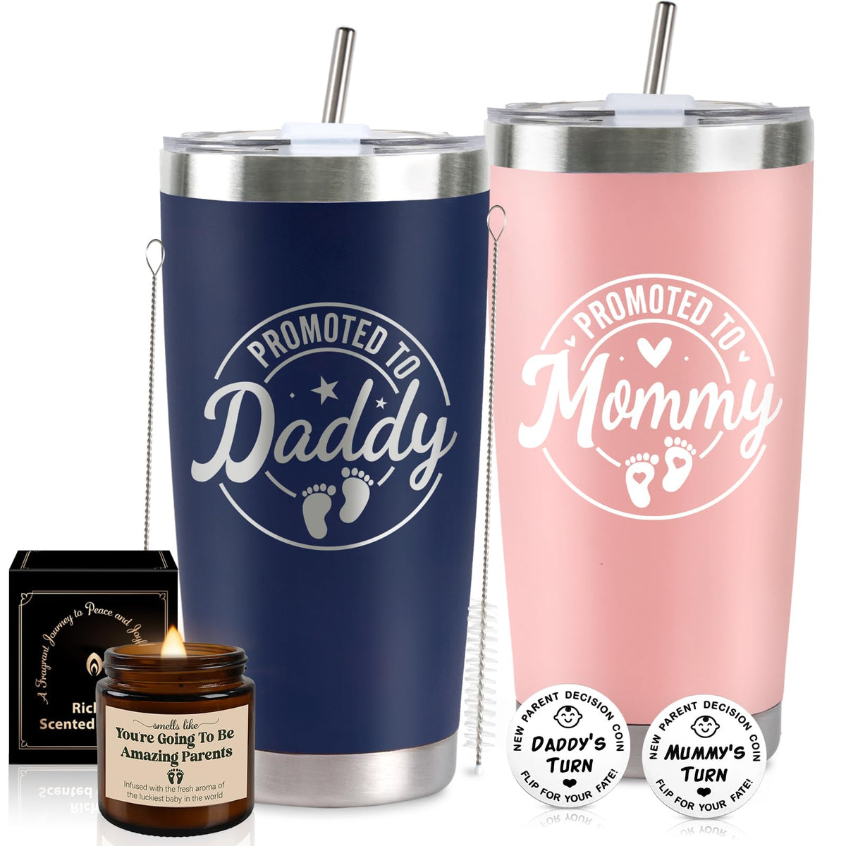 CUPLOOV front packaging showing complete new-parents gift set and presentation benefit