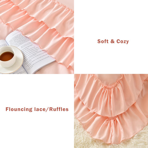 Cupocupa pillowcase and ruffle hem closeup showing coordinated finishing detail