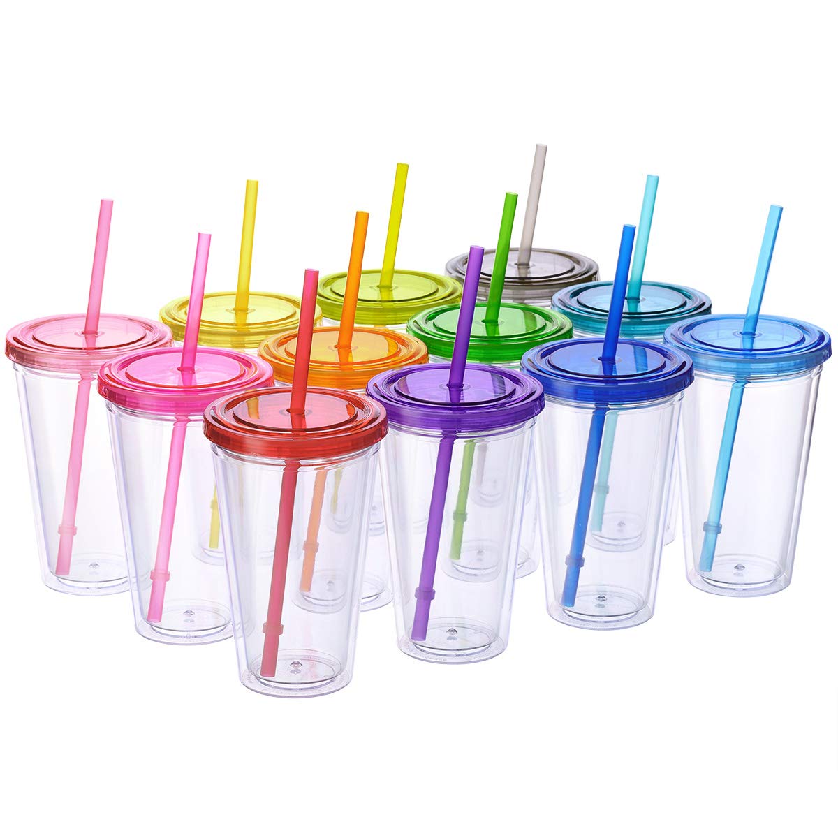 Cupture front pack of 12 colorful tumblers showing value and variety