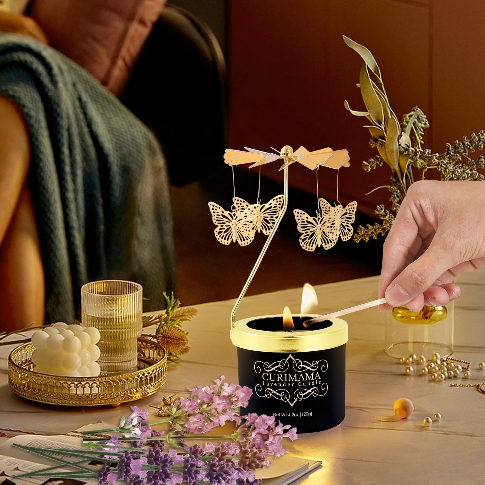 Curimama butterfly rotation detail capturing moving topper and warm glow for visual charm