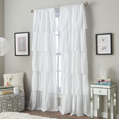 Curtainworks flounced front panel showing ruffled rows and bright benefit