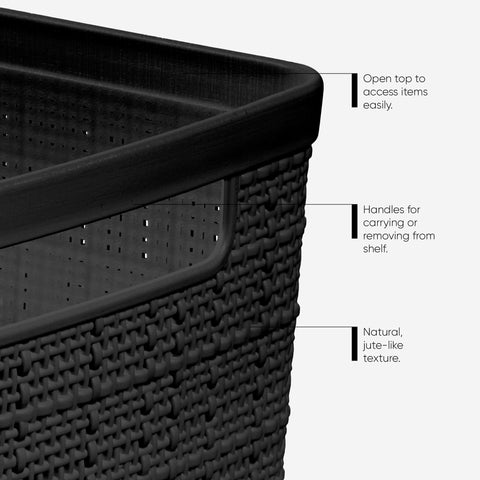 Curver open-front basket on shelf showing quick-access benefit
