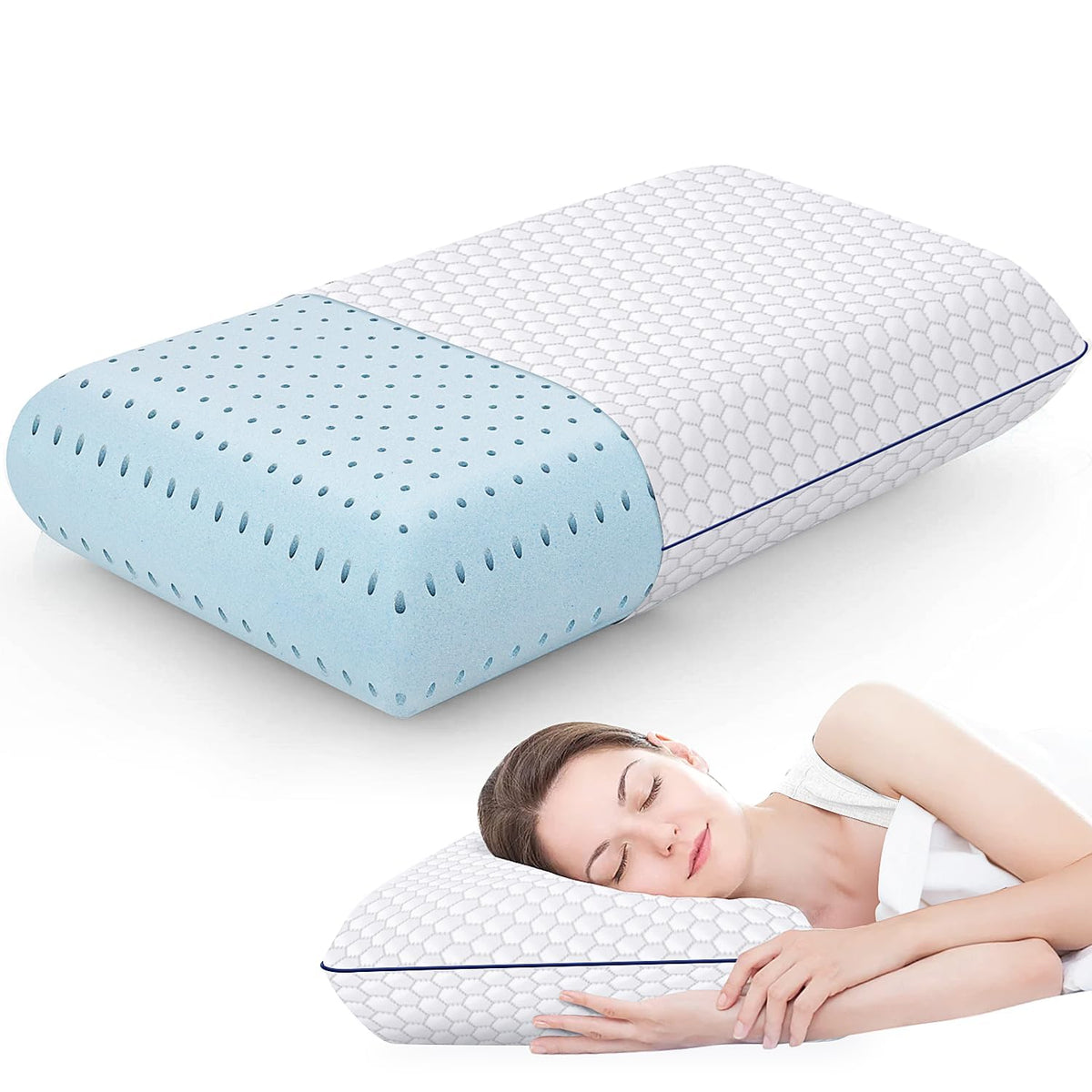 CushyOasis front view of standard pillow showing firm support