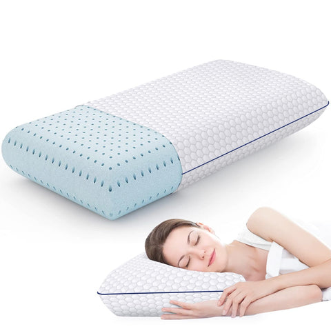 CushyOasis queen pillow front view showing firm shape and tidy cover for neat beds