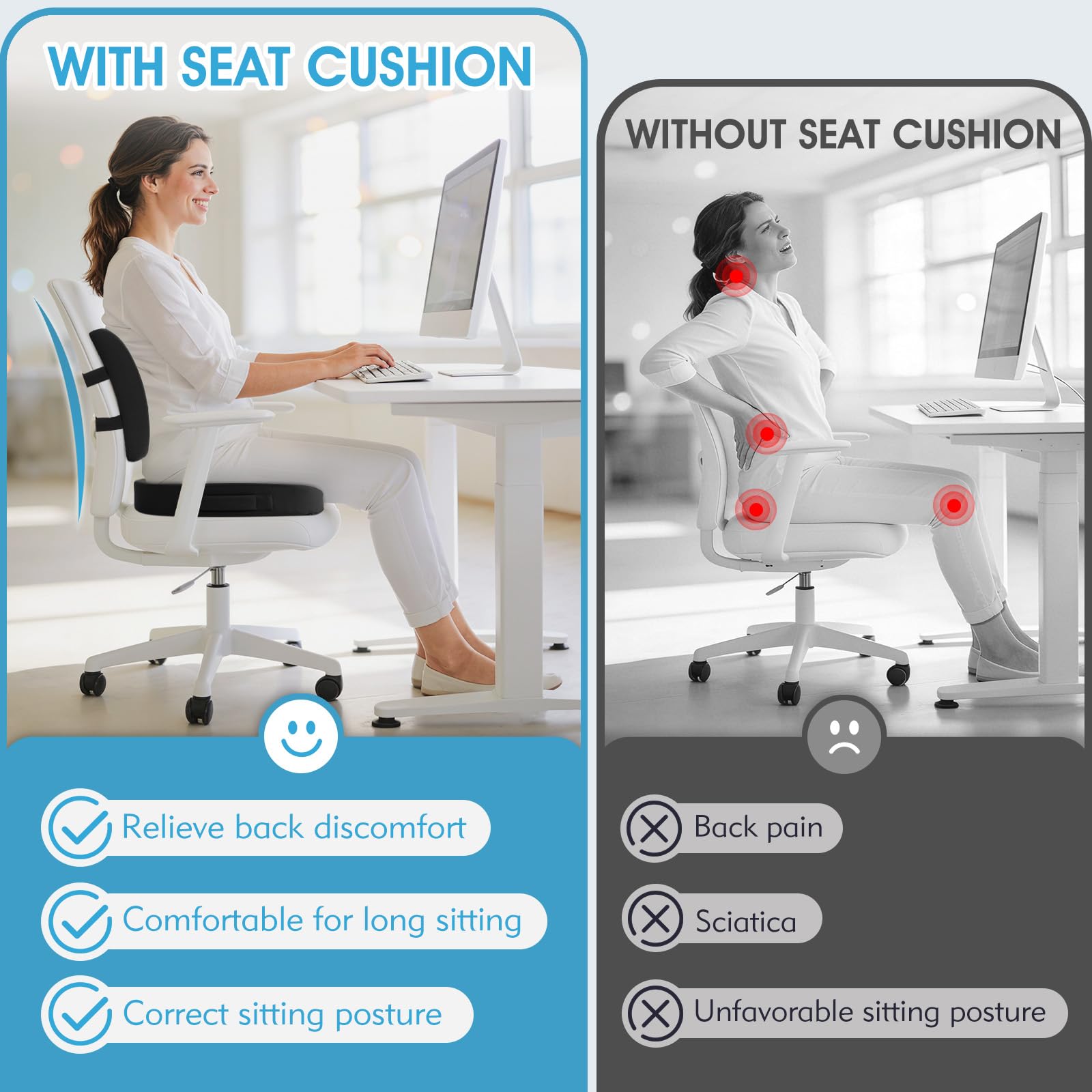 CushZone lumbar pillow adjustable straps fastened to chair for stable placement