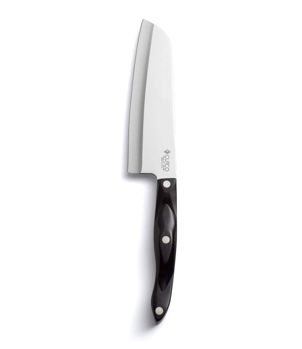Cutco santoku front view showing 7-inch blade and polished finish for precise cuts