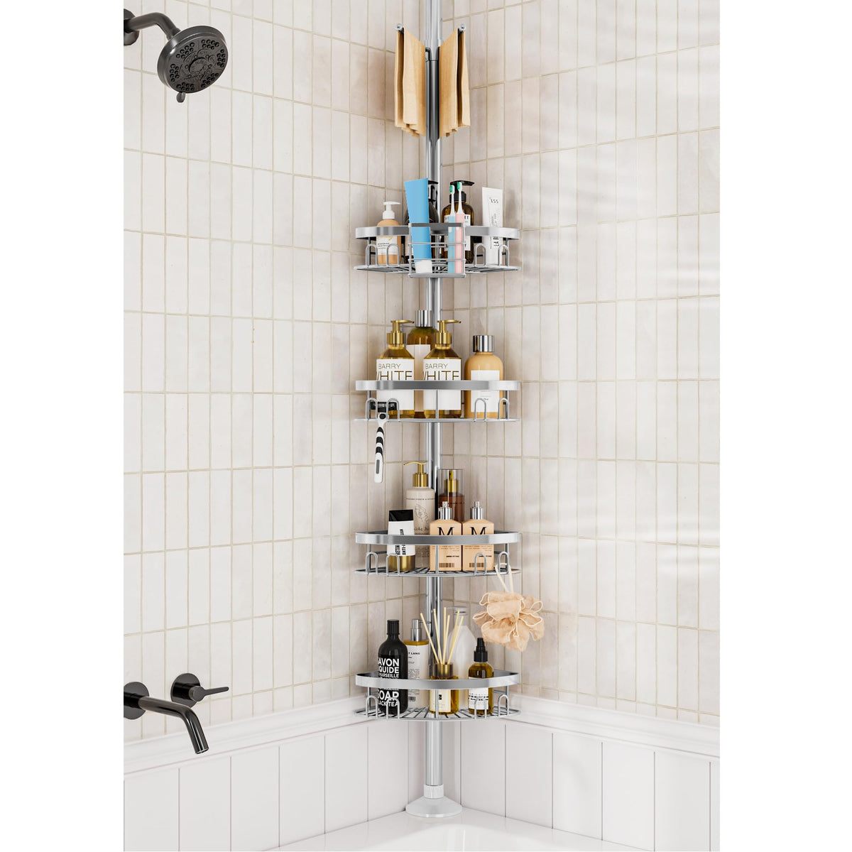 cutefafa front view packaged shower caddy showing assemble-ready convenience
