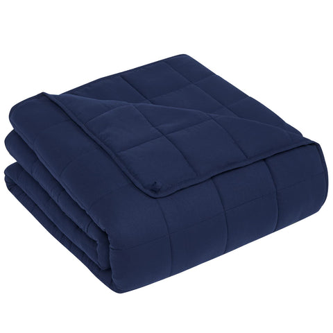 CuteKing blanket front view showing navy color and even weight distribution for comfortable sleep