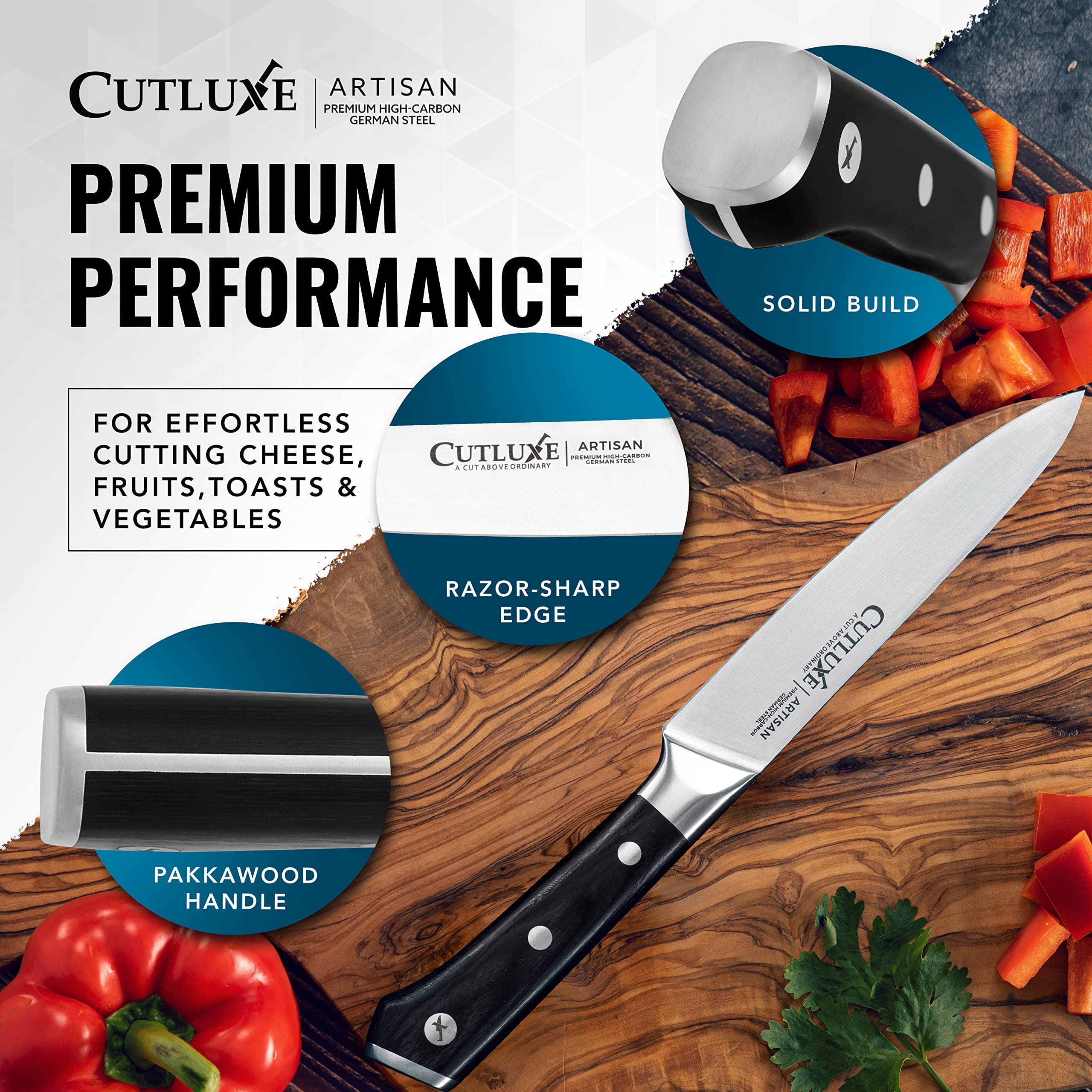 Cutluxe cleaning and storage image showing easy maintenance and protection