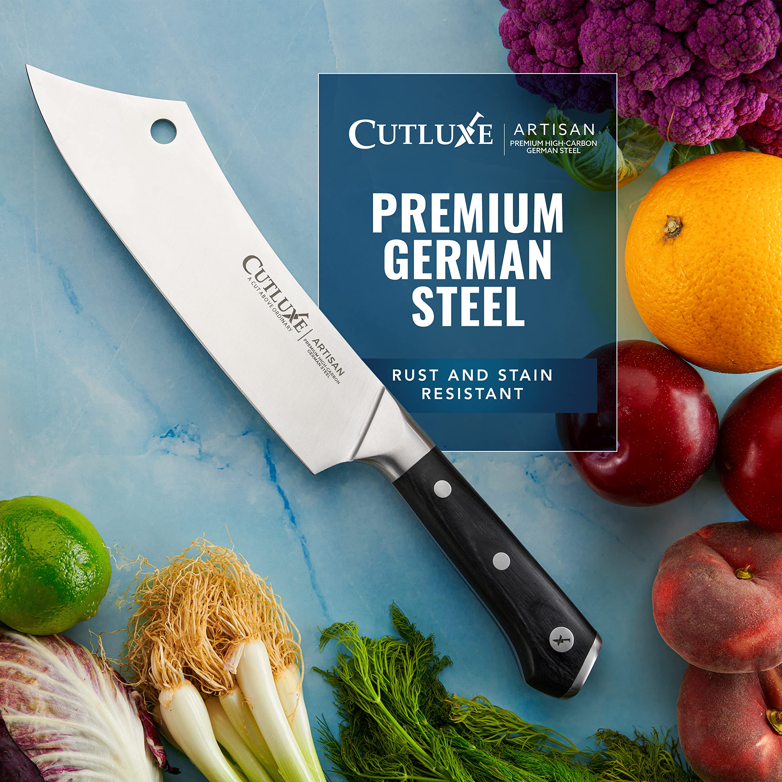 Cutluxe packaging with warranty card showing confidence and protection
