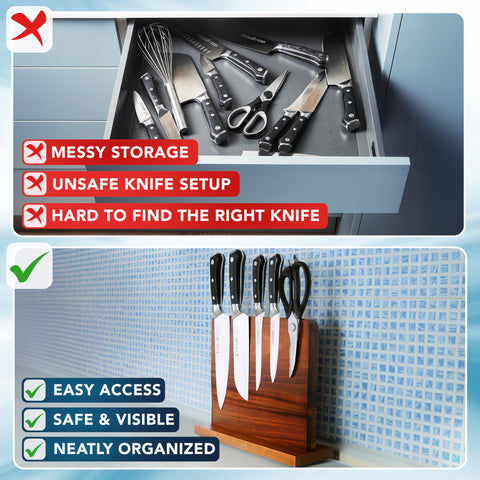 Cutluxe in use on kitchen counter for easy access while cooking