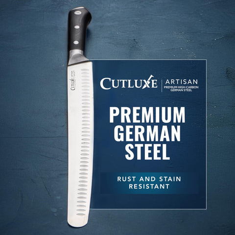 Cutluxe laminated handle zoom with triple rivets for stable balance