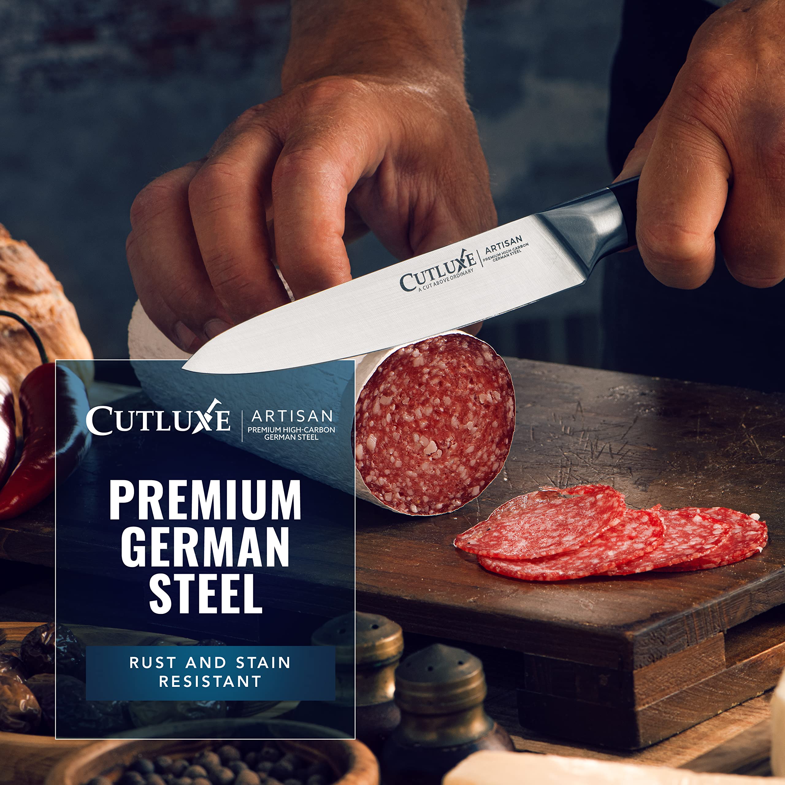 Cutluxe lifestyle kitchen counter scene showcasing versatile everyday use