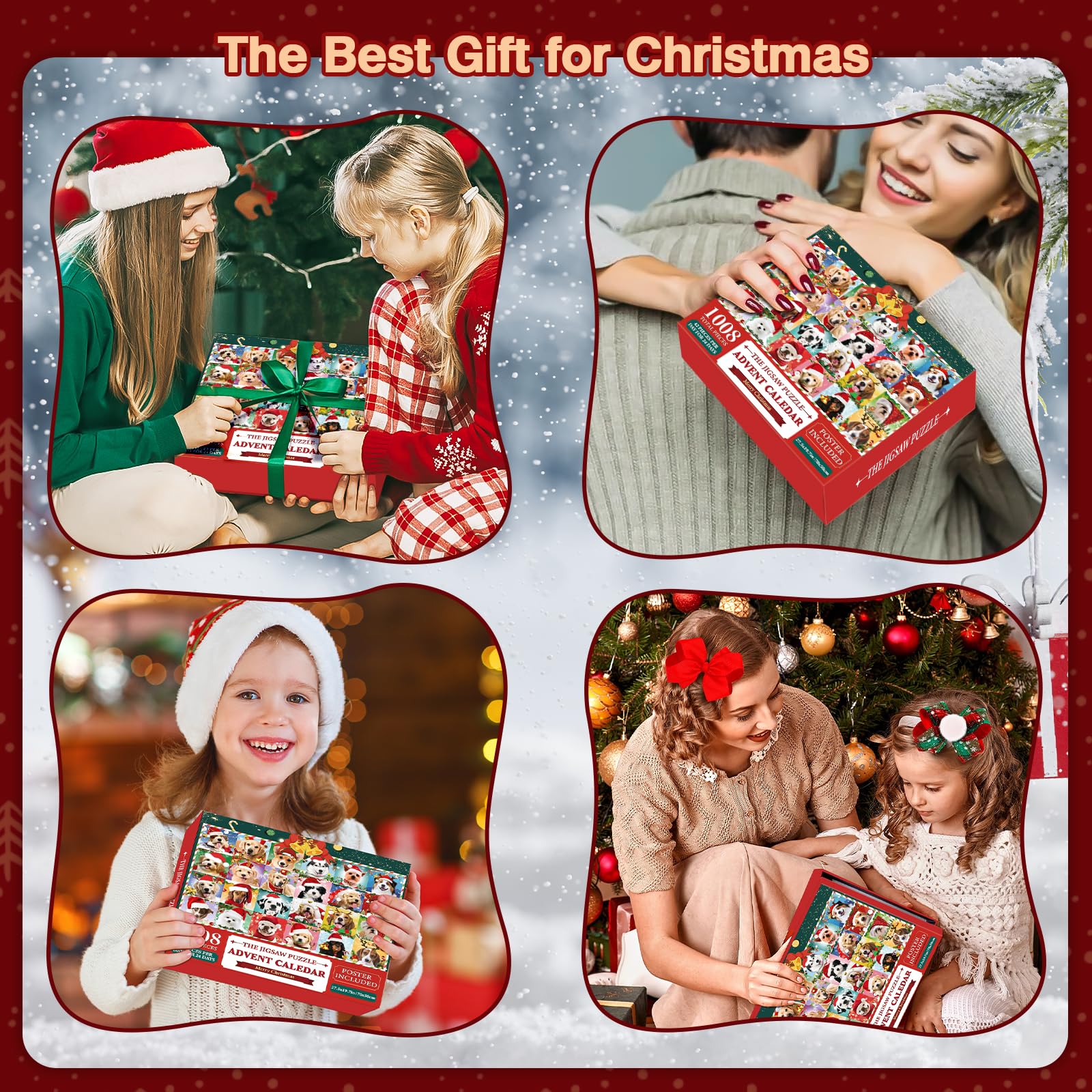 CXWMZY complete puzzle on table illustrating festive scene and display value