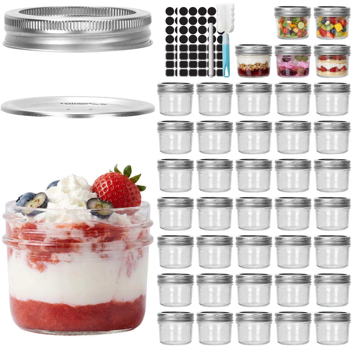 CycleMore front view of 40-pack clear jars showing neat storage benefit