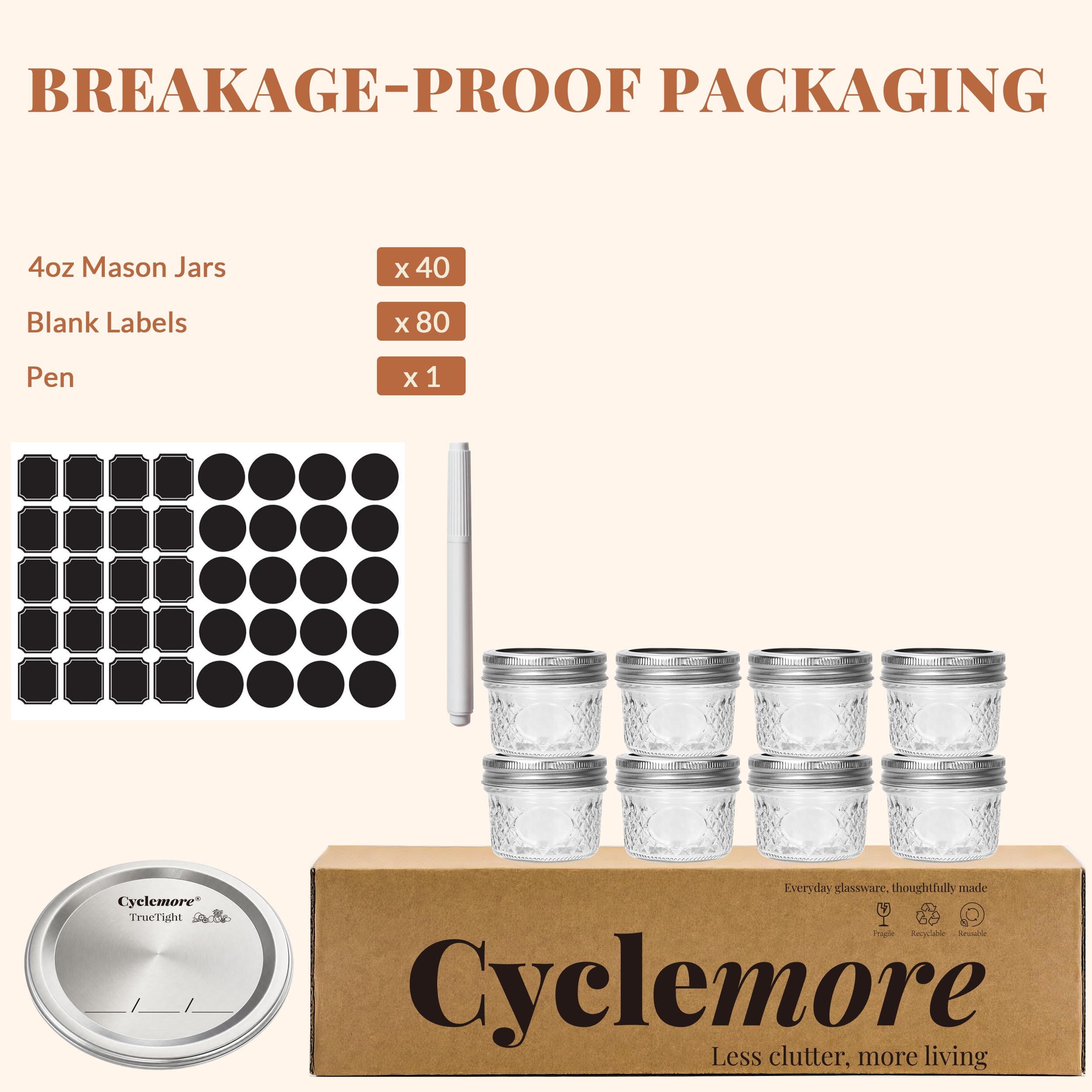 CycleMore labeled jar array showing included labels and neat organization