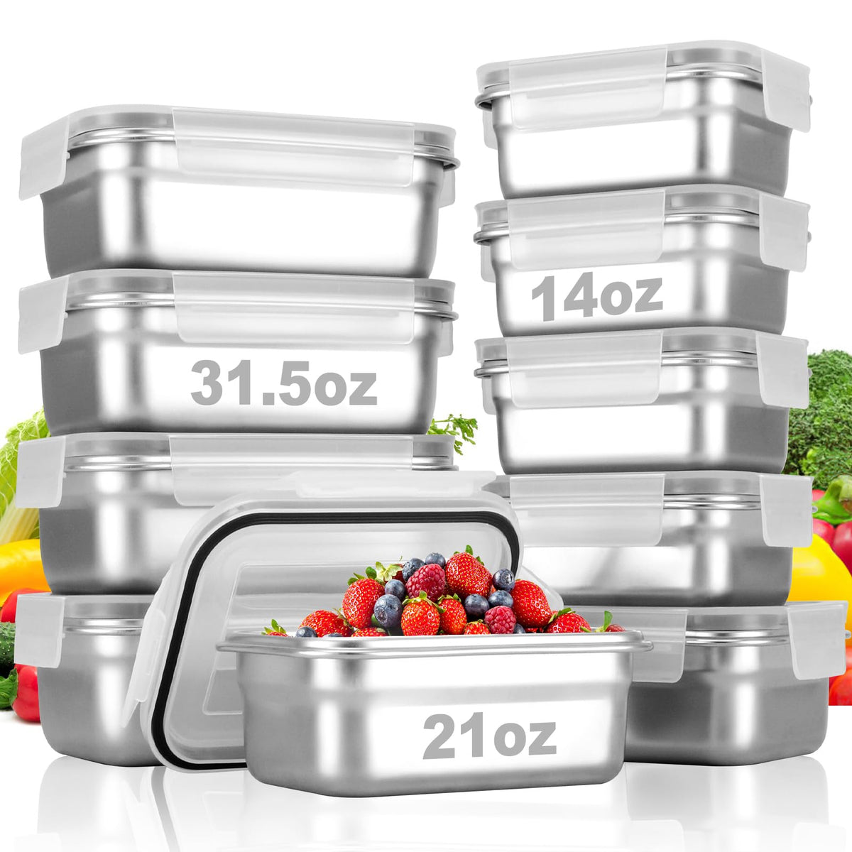 Cykorxicc front view showing full 10‑piece set and lids, organized for convenience