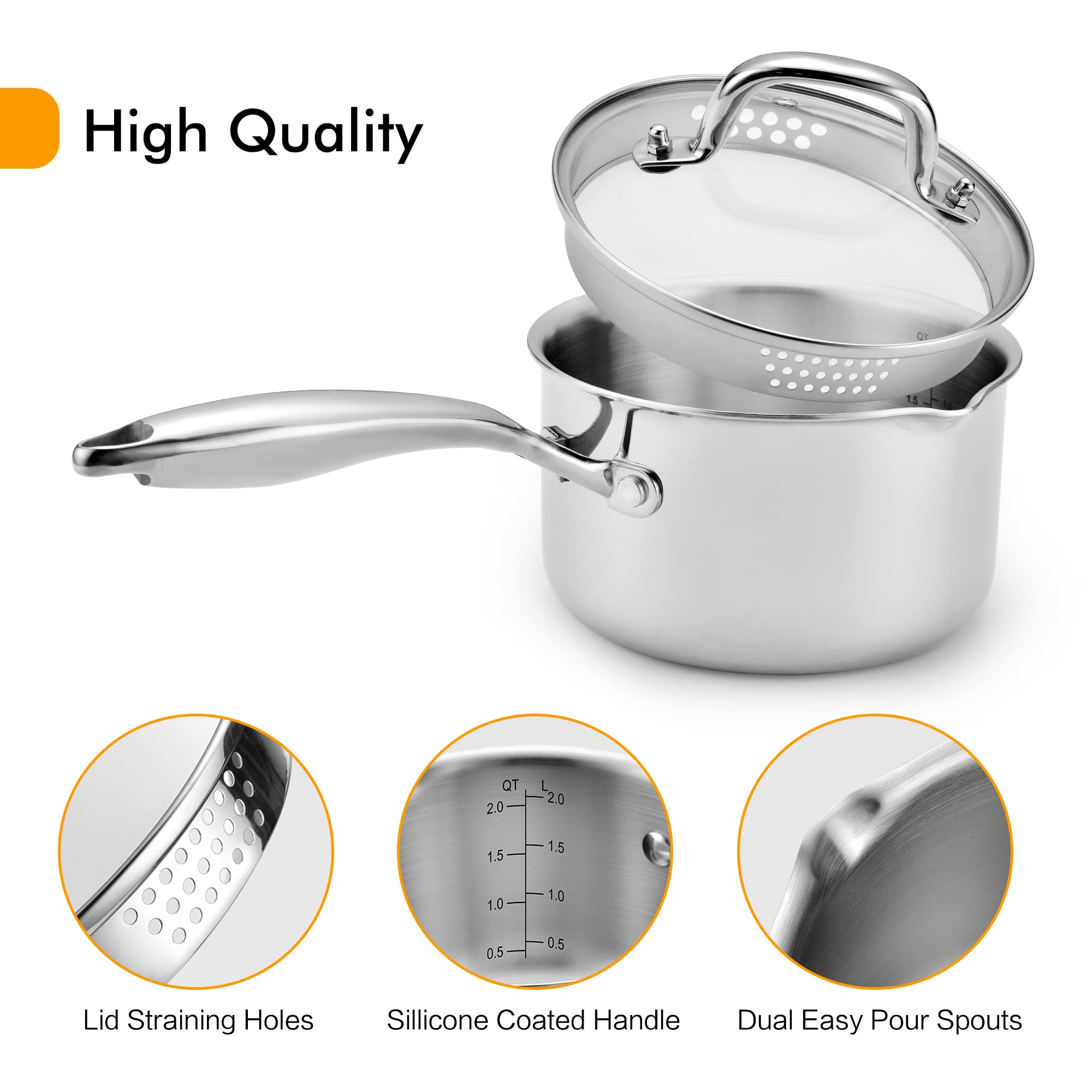 Cyrosa saucepan matte interior close-up showing durable, scratch-resistant finish
