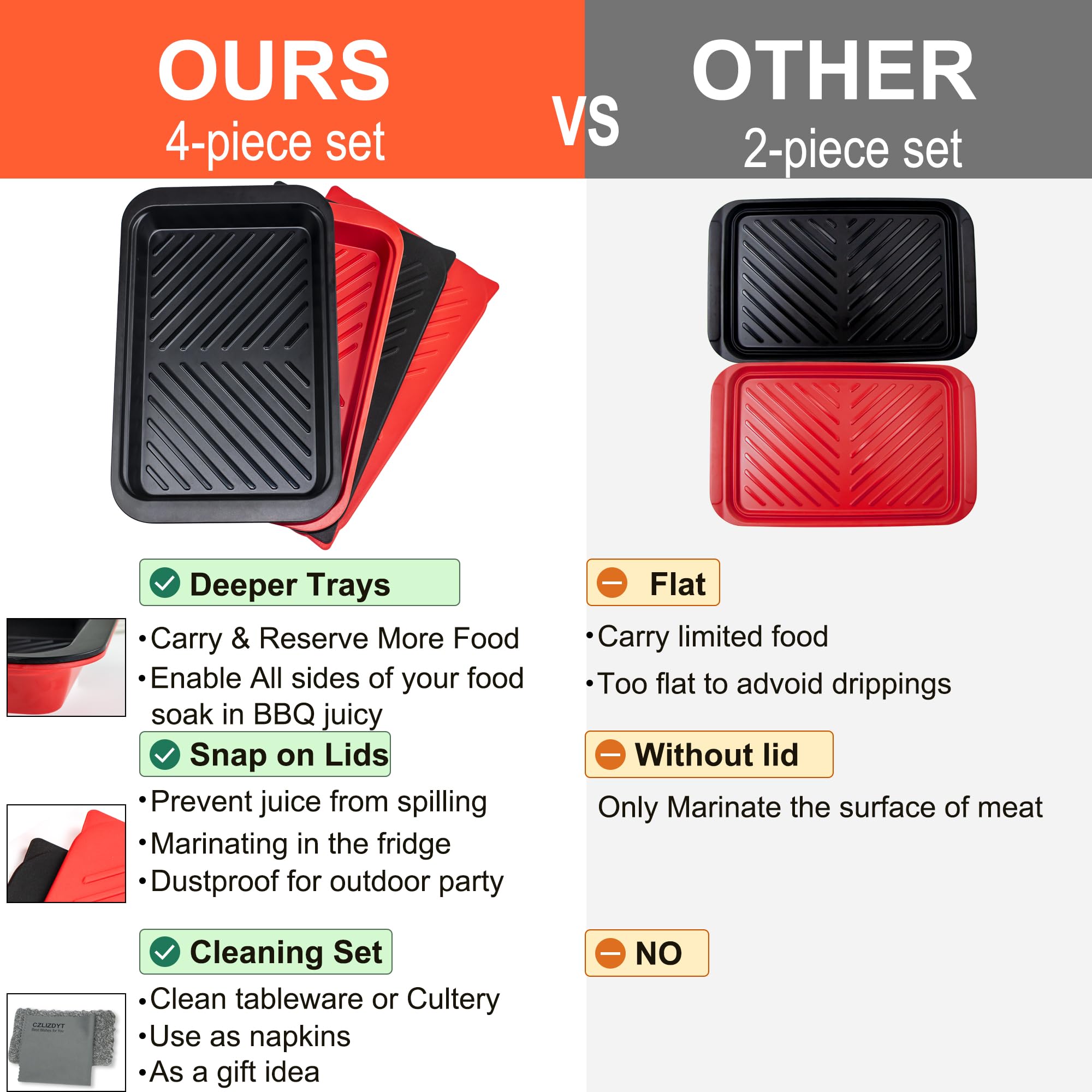 Czlizdyt nested trays stacked to save space in cabinets or RV storage for easy packing
