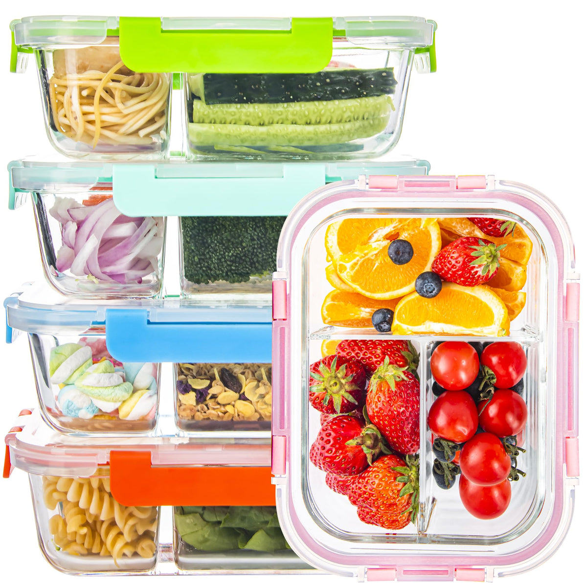 CZUMJJ front view of five-pack containers showing neat packaging and organized meal prep
