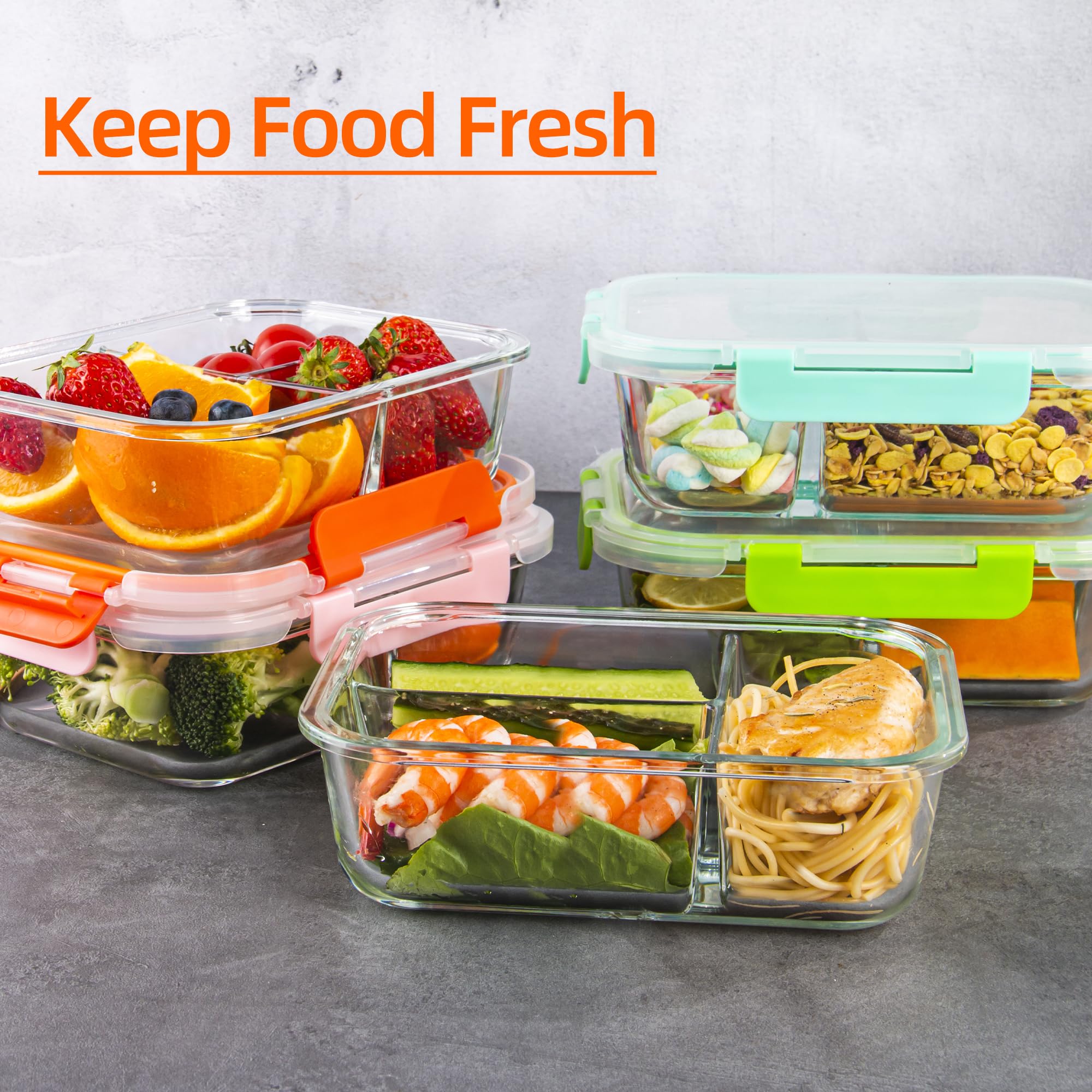 CZUMJJ stacked containers in fridge saving space and keeping meals visible