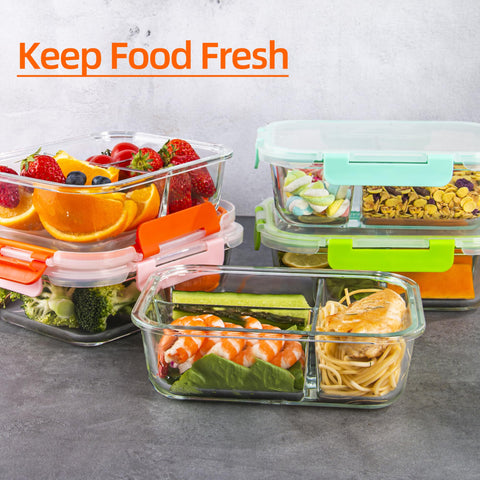 CZUMJJ stacked containers in fridge saving space and keeping meals visible