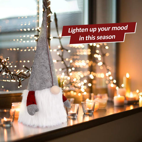 D-FantiX gnome on mantel adding Scandinavian charm and seasonal warmth