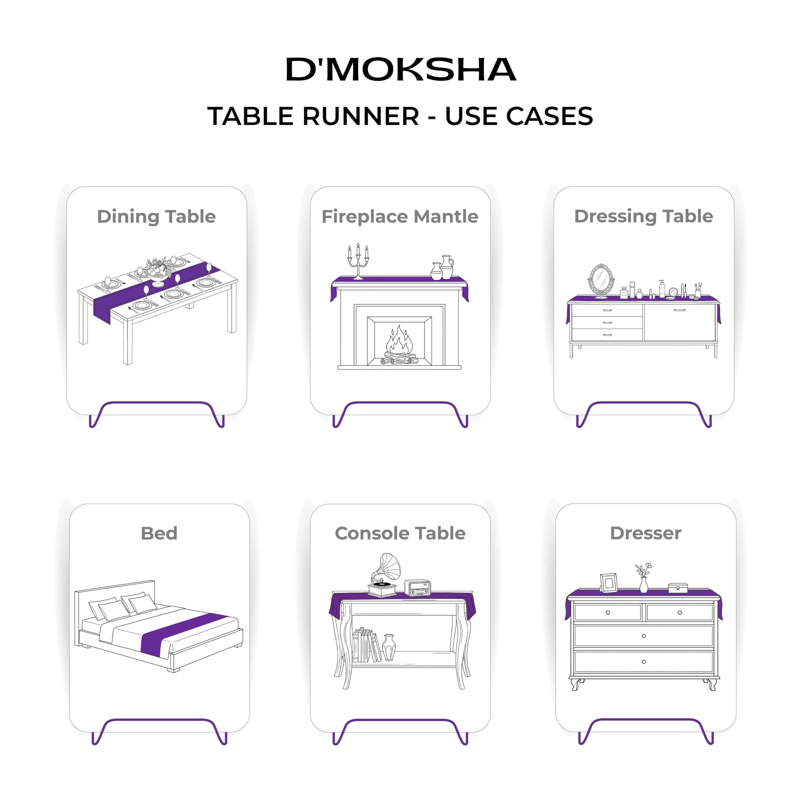 D'Moksha Homes runner on dresser showing decorative use and scale benefit