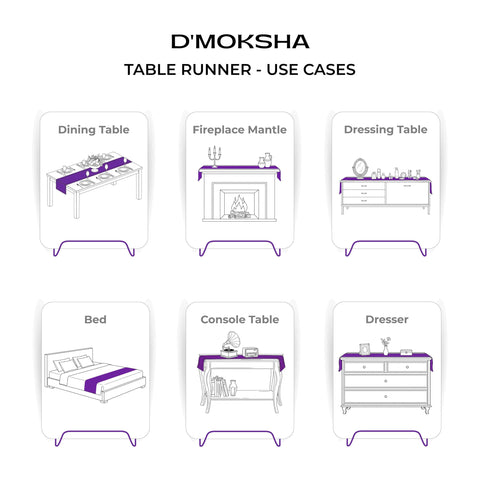 D'Moksha Homes runner on dresser showing decorative use and scale benefit