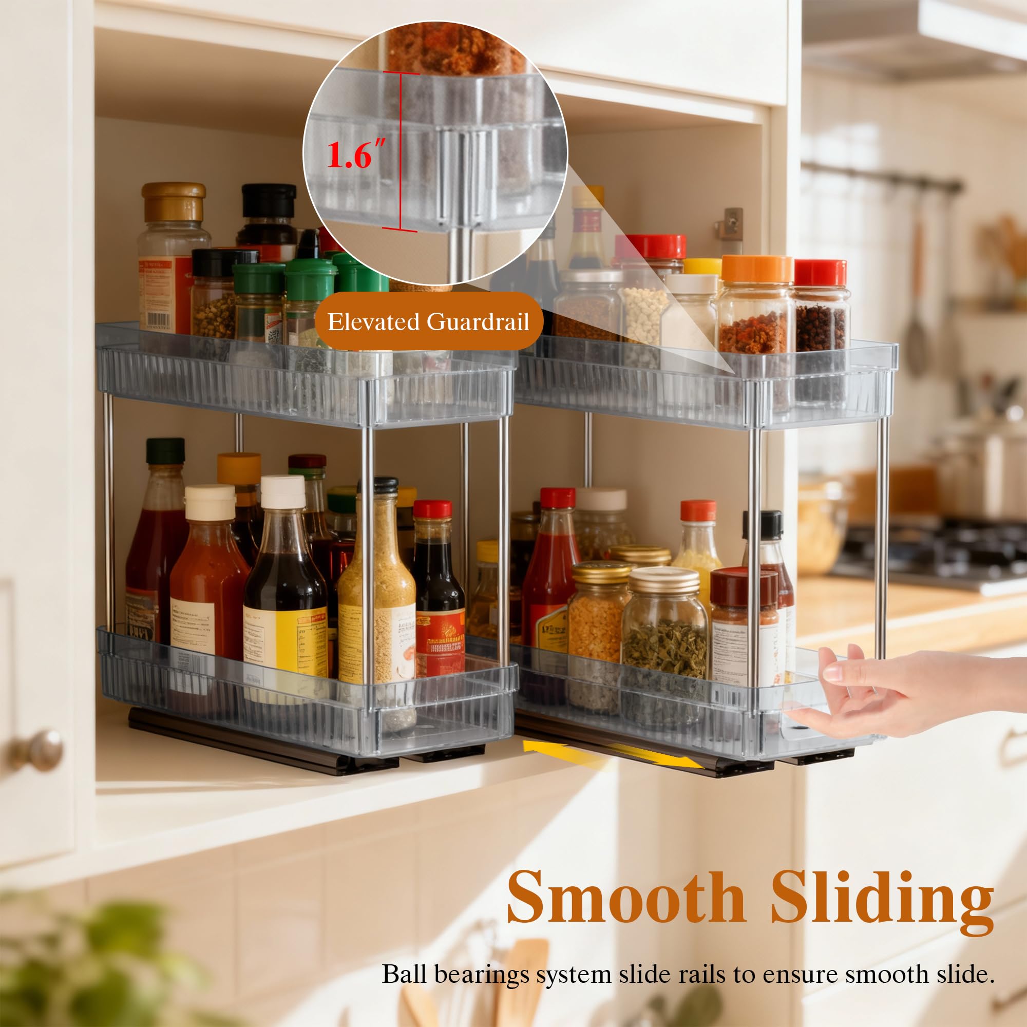 DABIGE acrylic basket detail showing clear material and easy-to-clean surface