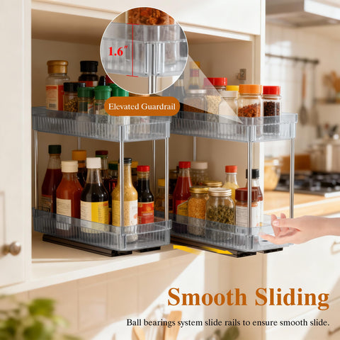 DABIGE acrylic basket detail showing clear material and easy-to-clean surface