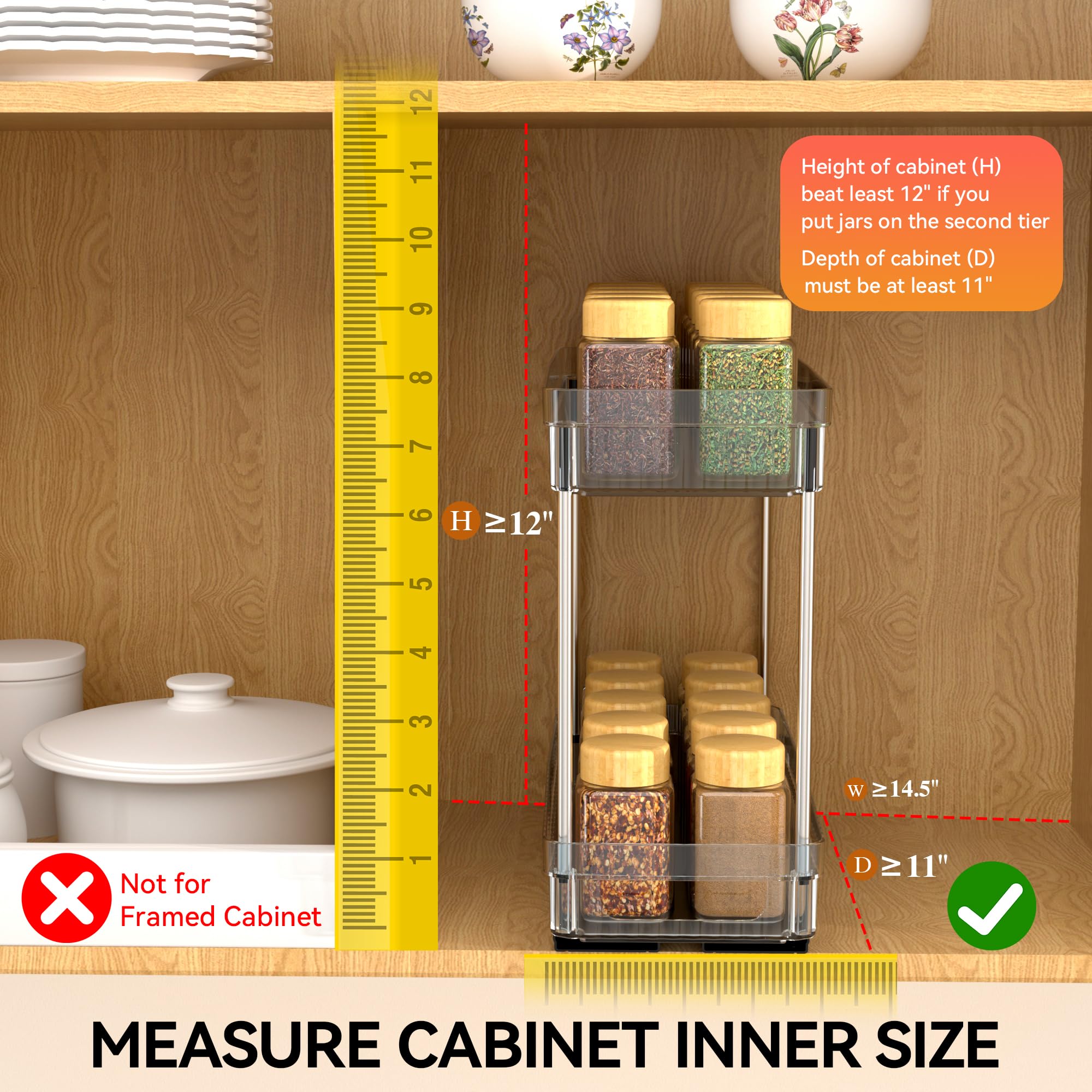 DABIGE size comparison with spice jars illustrating fit and capacity per rack