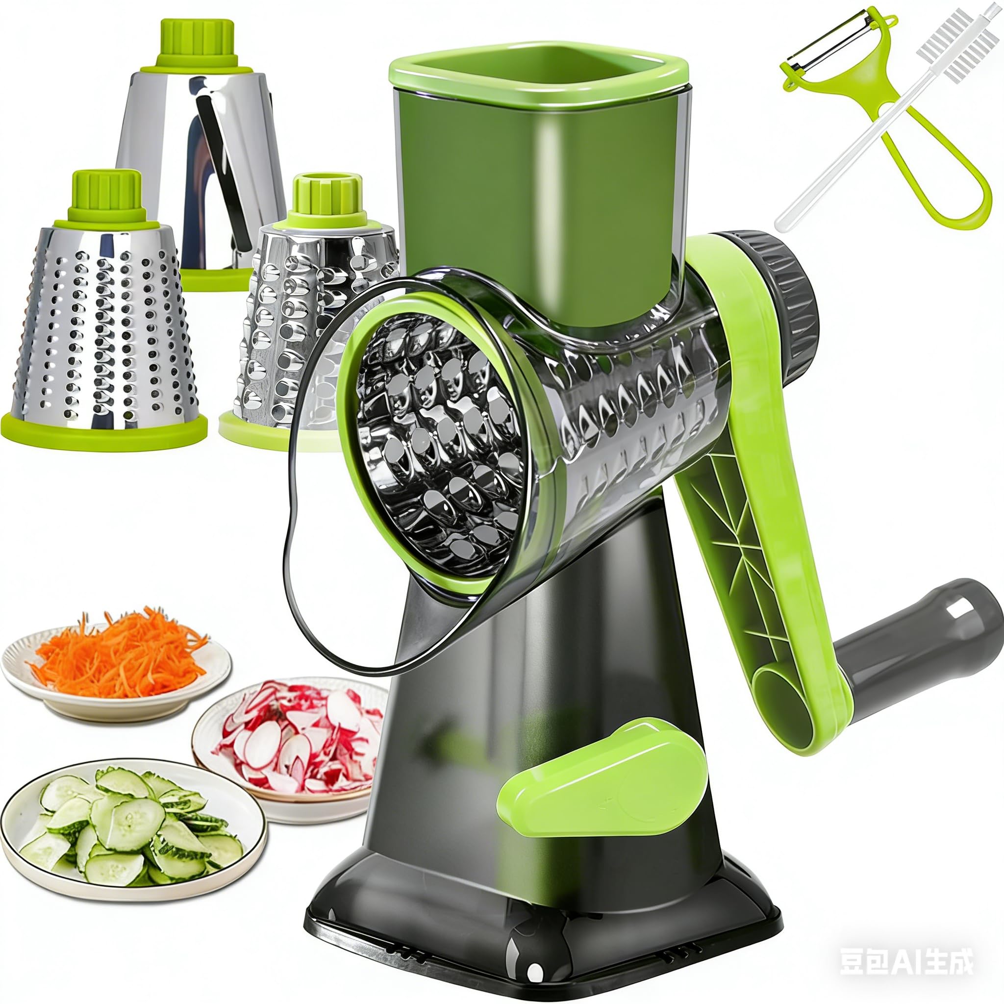 Dachenus front view on countertop showing compact grater and secure base