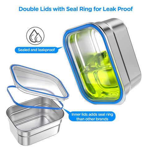DaCool close-up of five stainless steel compartments for organized portioning