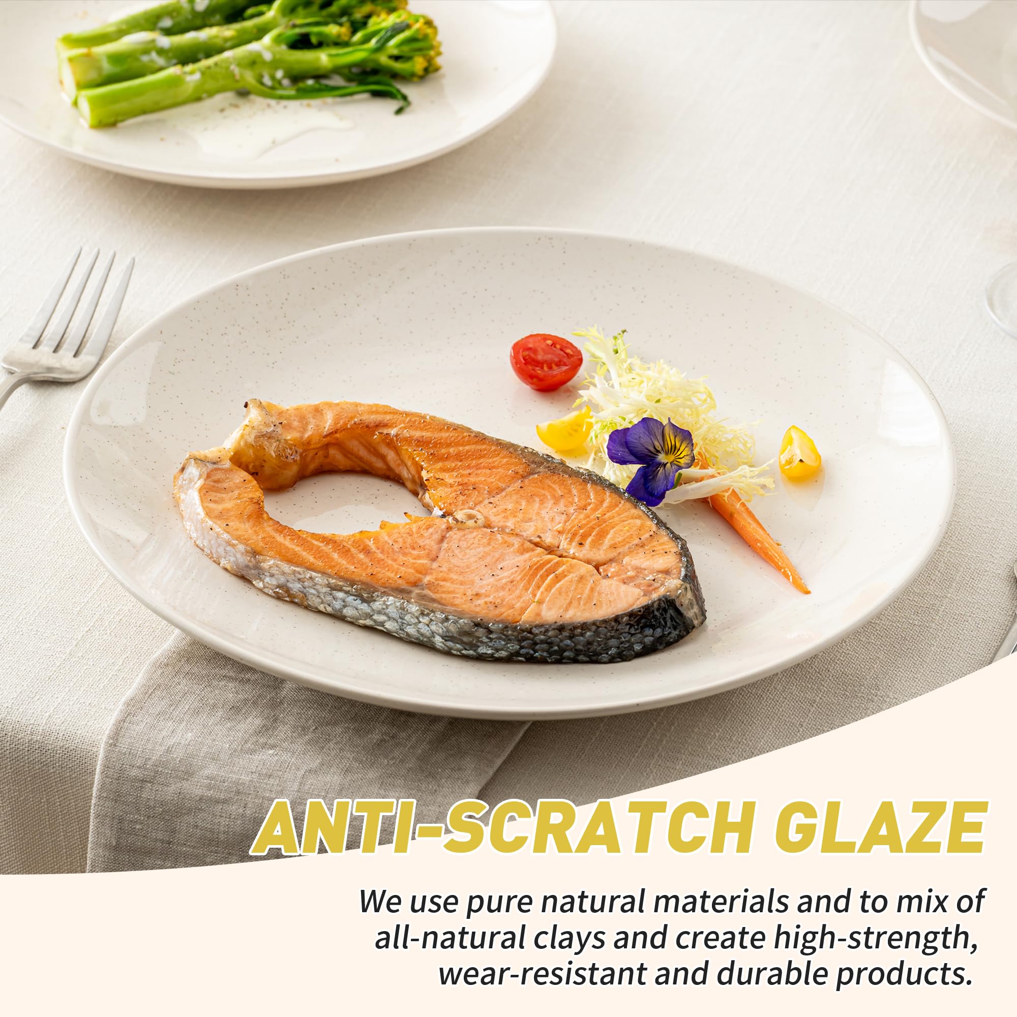 Dafuceramic table setting with food illustrating elegant everyday presentation