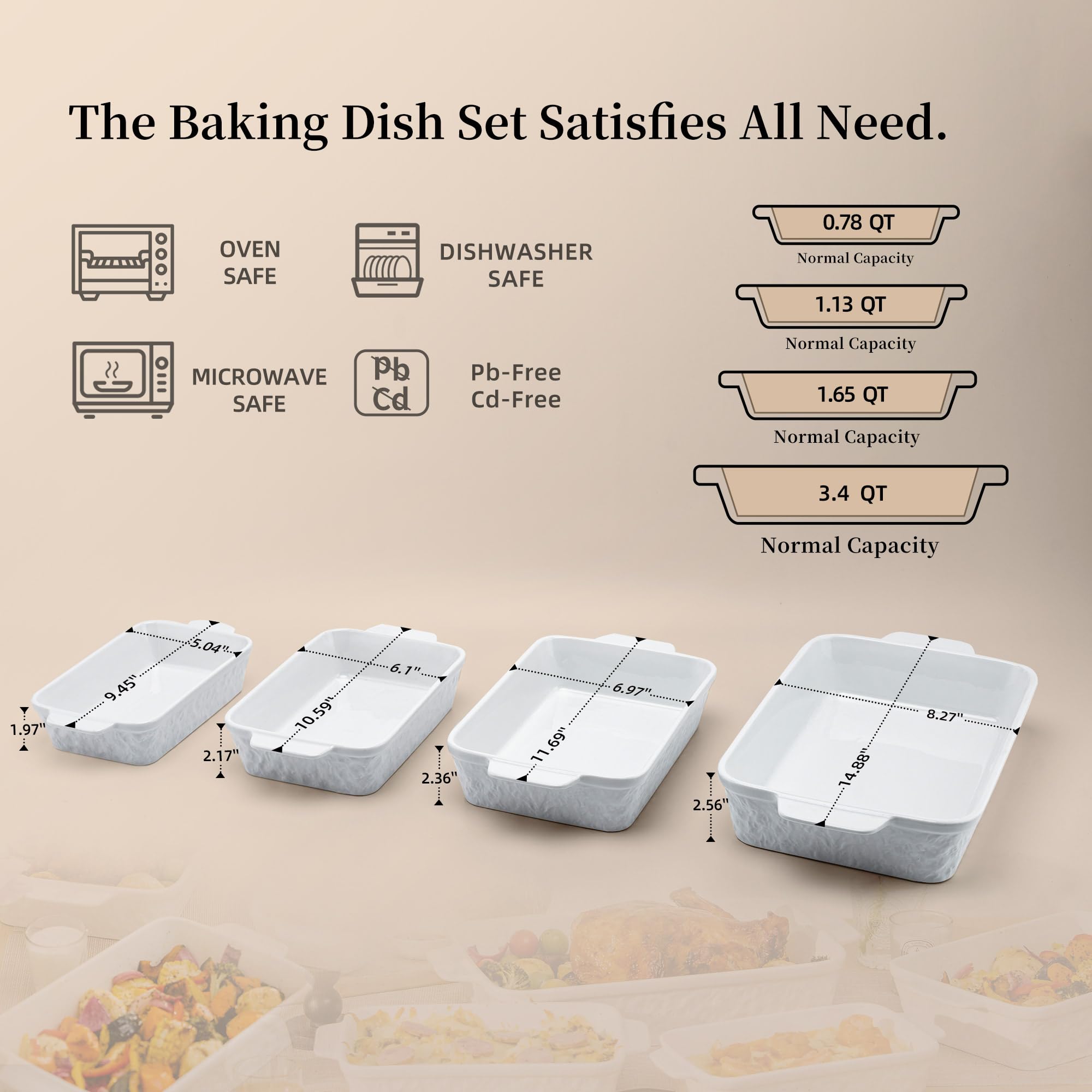 Dafuceramic all four casserole sizes side-by-side, quick visual guide to capacity options