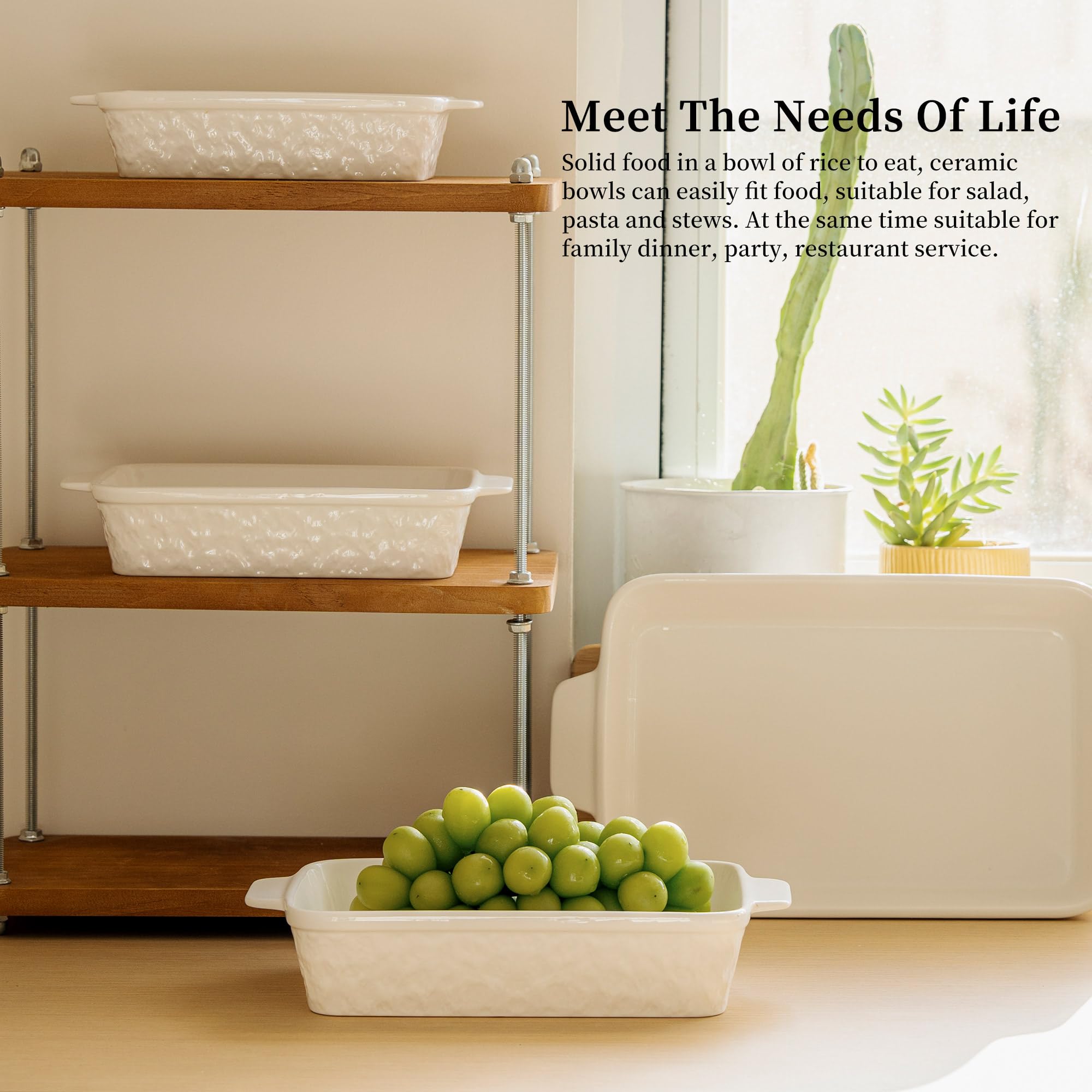 Dafuceramic dish on table with sides, shows elegant serving presentation advantage