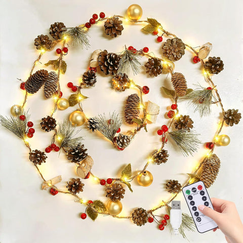 Dailyart front packaging showing pine cone garland and fairy lights for quick setup
