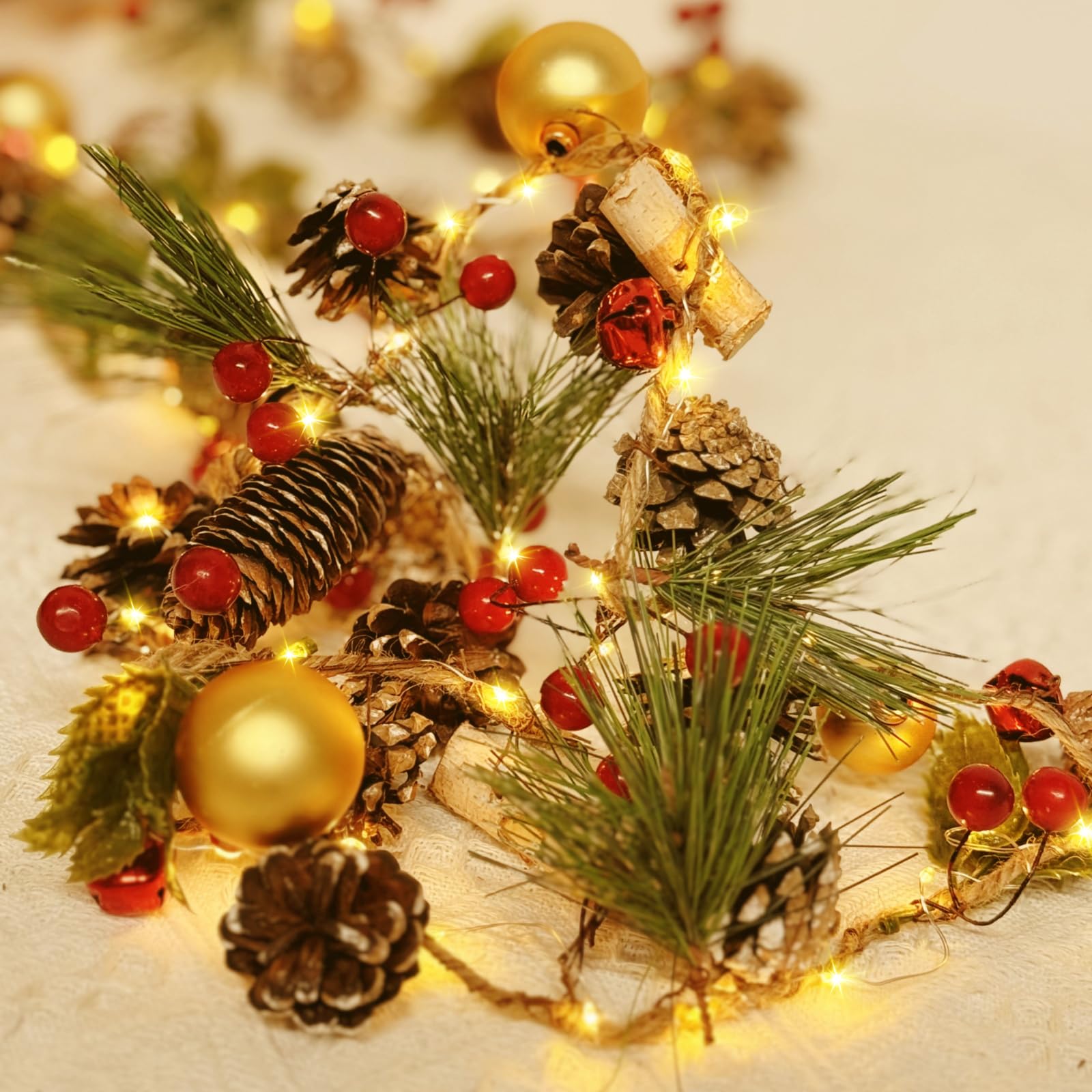 Dailyart garland next to ruler illustrating the 16.4FT length for planning