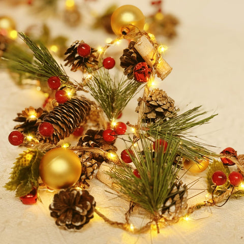 Dailyart garland next to ruler illustrating the 16.4FT length for planning