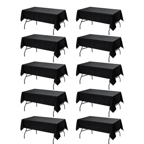 Dailyset front packaging showing ten black tablecloths for quick setup benefit