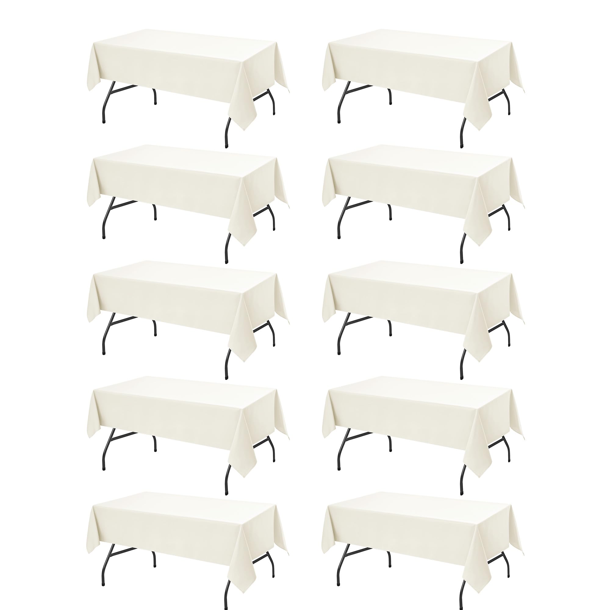 Dailyset folded ivory tablecloth front showing neat packaging and quick setup benefit