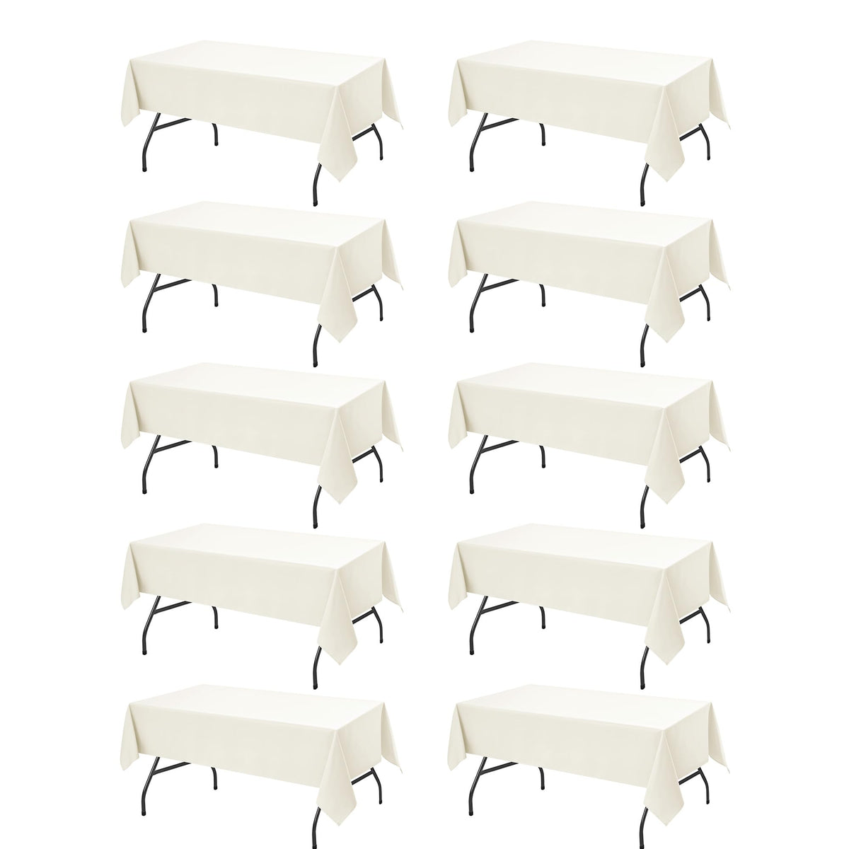 Dailyset folded ivory tablecloth front showing neat packaging and quick setup benefit