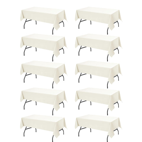 Dailyset folded ivory tablecloth front showing neat packaging and quick setup benefit