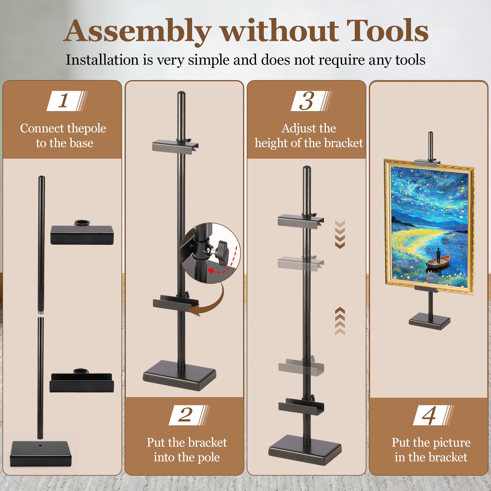 dakewang easel holding a framed photo demonstrating reliable display support