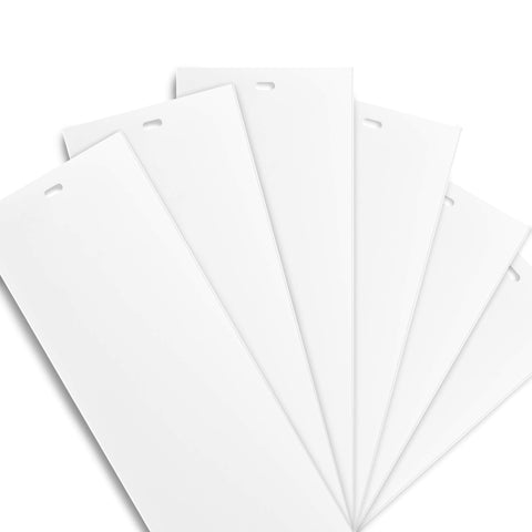 DALIX front view of six white vertical slats showing clean edges and ready-to-install benefit